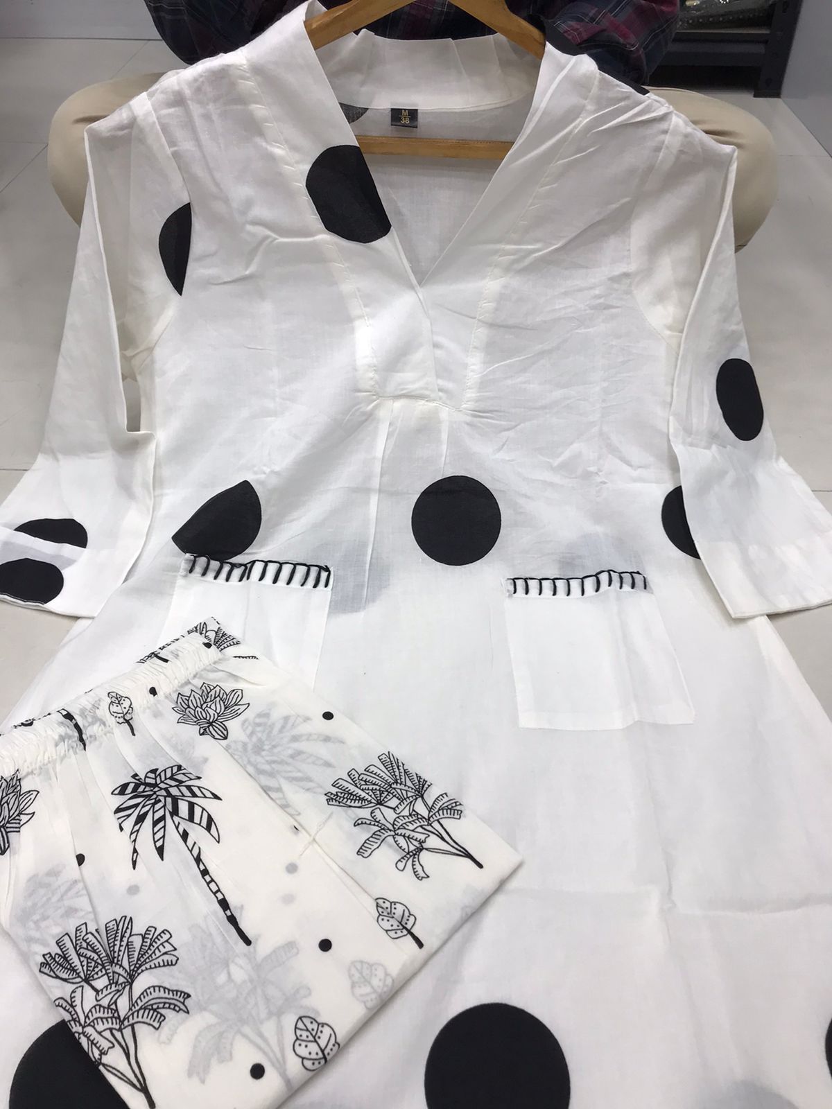 Vt Designer Printed Black Cotton Kurti With Bottom Wholesale Price In Surat